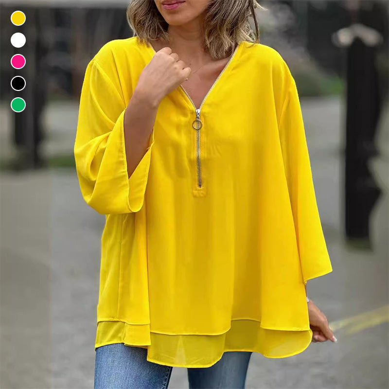 Top In Chiffon Con Cerniera_Giallo